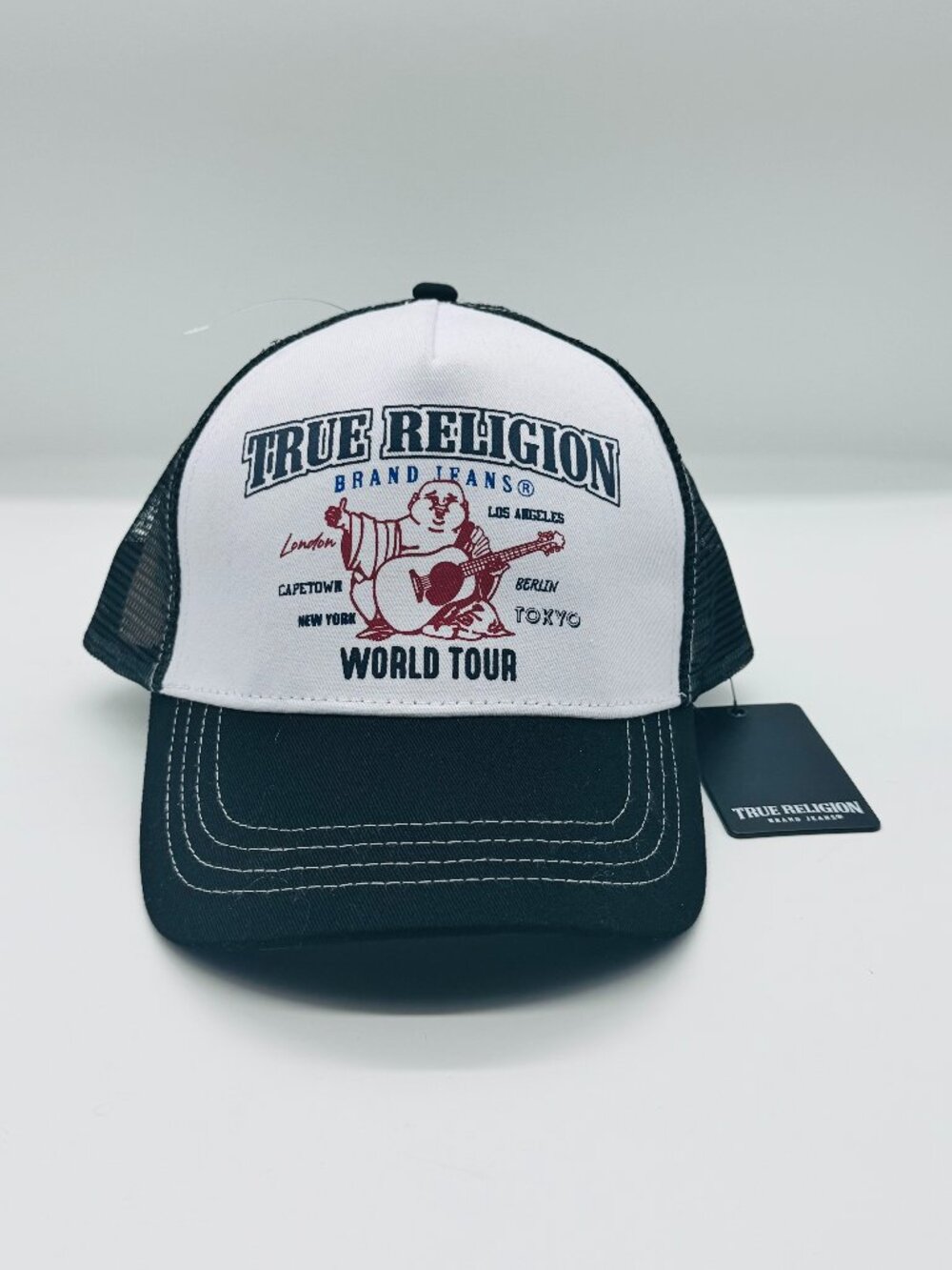 True Religion World Tour Trucker Hat NWT Black White Snapback